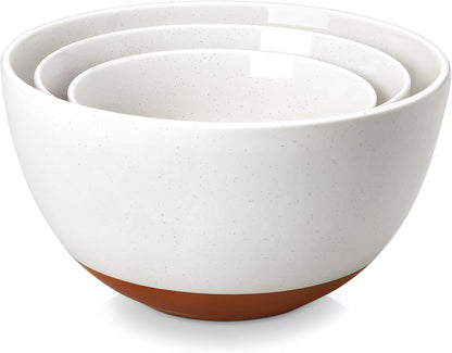 Ceramic Mixing Bowls, Large Serving Bowls for Mixing, Cooking, Prepping, Baking, Salad, Soup, Pasta, Nesting Bowls Set of 3, 46/80/140 Oz, Oven, Microwave and Dishwasher Safe, Series TARA1
