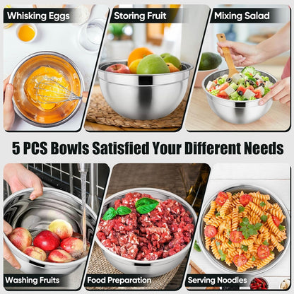 Metal Mixing Bowls with Lids Set, Airtight Lids & Black5