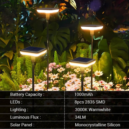 Solar Lights Outdoor Garden 4 Pack Solar Pathway Light 31" Tall Solar Landscape Lights 34LM Bright up to 12H IP65 Waterproof Auto On/Off for Walkway outside Yard Path Patio Lawn Flower Bed Plant Decor6
