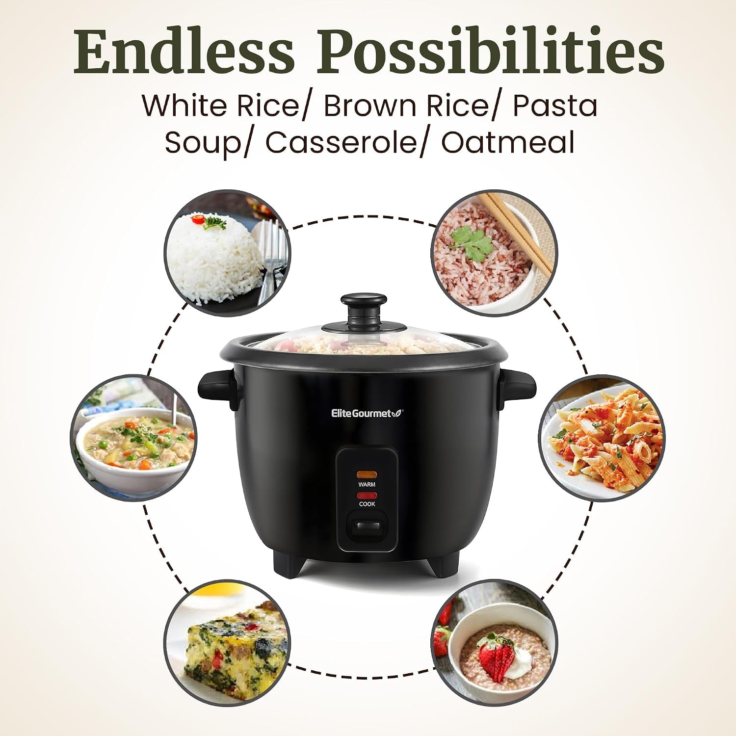 rice-cooker-steamer-non-stick-pot-black-6-cups-cooked-includes-steam-tray-keep-warm-3-cups-uncooked-also-makes-soups-stews-grains-and-cereals
