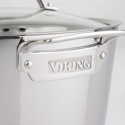 Viking Contemporary 3-Ply Dutch Oven, 5.2 Quart Stainless Steel Cookware Pot with Glass Lid, Dishwasher and Oven Safe, Induction Ready, Silver5
