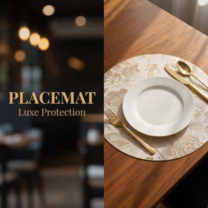 Placemats Set of 6 Plastic Placemats for Kitchen Dining Table Decor Table Placemats Wipeable Floral Table Mat 15Inch Gold6