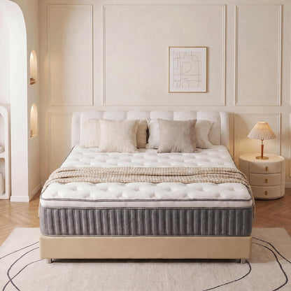 Queen Mattress, 12 Inch Hybrid Queen Mattress in a Box, Medium Firm Memory Foam Mattress, with Individual Pocket Springs, Upgrade Zoned Support, Motion Isolation&Pressure Relief, Certipur-Us1