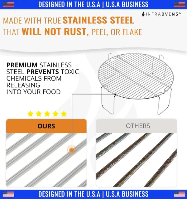 4 Inch Stainless Steel Grill Rack Compatible with Nuwave® Oven Pro, Primo, Nutrichef, Black Decker | Reversible Grate Accessory for Cooking, Baking, Cooling in Infrared Kitchen Convection Toaster Oven2