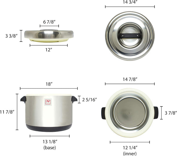 Insulated Sushi Pot - Stainless Steel - 60Cups, Comes in Each2