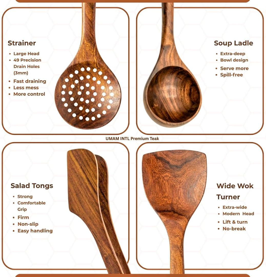 11-piece-teak-wooden-utensil-set-with-holder-non-toxic-natural-teak-cooking-utensils-heat-resistant-wooden-spatula-wok-turner-spaghetti-server-soup-ladle-whisk-tongs