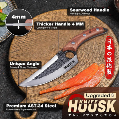 Viking Knife with Leather Sheath, Hand Forged Chef Butcher Knives4