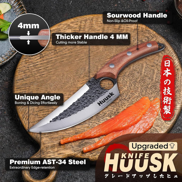 Viking Knife with Leather Sheath, Hand Forged Chef Butcher Knives4