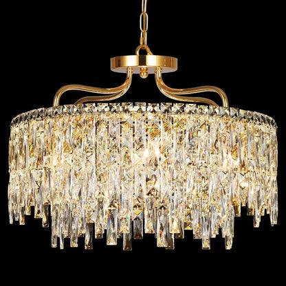 24" 8 Lights Gold Crystal Chandeliers for Dining Room Light Fixture1