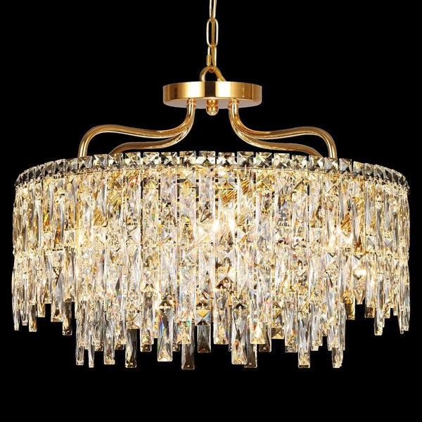 24" 8 Lights Gold Crystal Chandeliers for Dining Room Light Fixture1