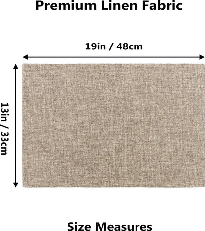 Linen Placemats Set of 4 Heat Resistant Dining Table Cloth Place Mats Kitchen Table Mats Placemats Table Decor, Natural Linen6