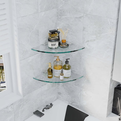 2 Sets Glass Shower Shelves - Corner Shower Shelf Organizer for Soap & Shampoo, Adhesive Bathroom Shelf, No Drilling3