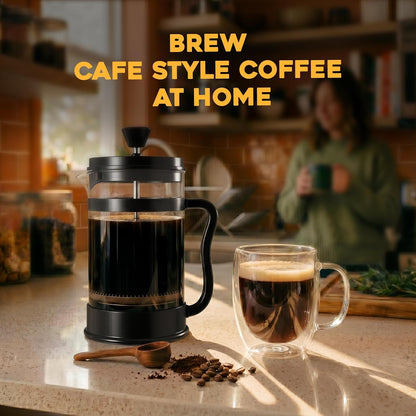 Borosilicate Glass French Press Coffee Maker 34 Oz, Black | Heat-Resistant Cafetiere & Tea Maker, Thickened Glass Coffee Press for Travel and Camping7