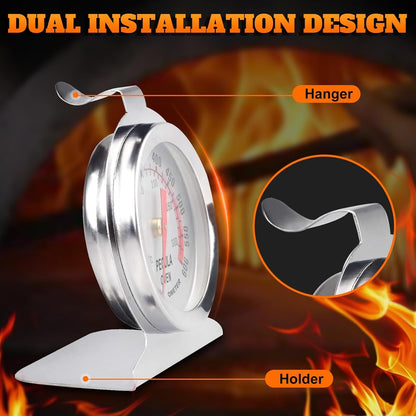 Stainless Steel Oven Thermometer 50-300°C/100-600°F, Analog Instant Read, Battery-Free Kitchen Cooking Thermometer, Hook & Stand Design Food Thermometer for Oven, Grill, Smoker, Fryer3