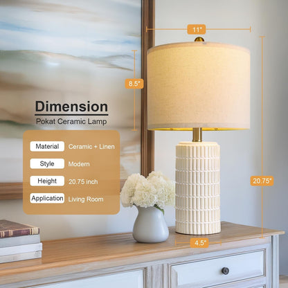 20.75" Small Modern Ceramic Table Lamps Set of 2 for Bedroom, White | Bedside Lamps for Nightstands, Farmhouse Home Decor, End Table & Desk Light, Ideal Housewarming New Home Gift for Women Mom3