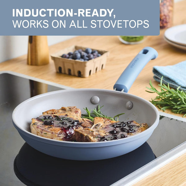 Truecook Ceramic plus Induction-Ready, Dishwasher Safe 12-Piece Cookware Set Steel Blue9