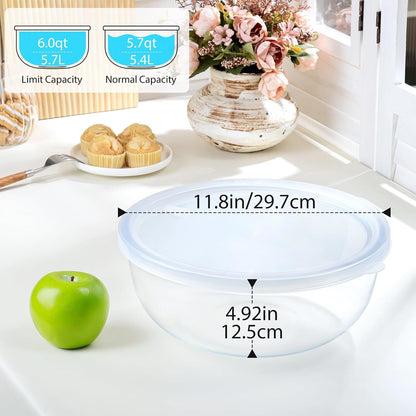6 QT Large Glass Mixing Bowl with Lid for Sourdough2