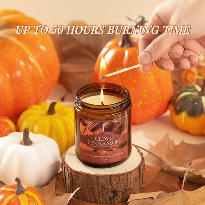 Fall Candles Set, 4 Pack Candles for Home Scented Natural Soy Wax, Autumn Gifts Set for Women Men, Fall Fragrance of Pumpkin/Cinnamon/Vanilla Cupcake/Apple4