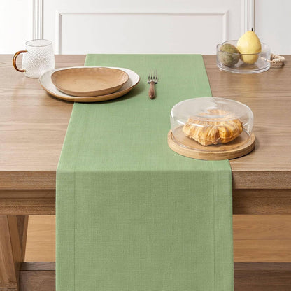 Linen Textured Border Table Runner, 14 X 36 Inch Green3