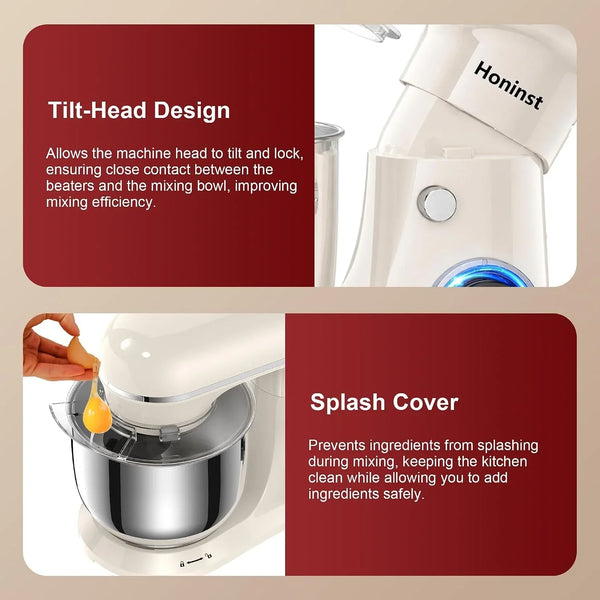 4QT Electric Stand Mixer, 10-Speed Tilt-Head Compact Kitchen Mixer | Multiple Stylish Colors | Food Mixer with Dough Hook & Beater & Whisk | for Cake & Bread | Dishwasher-Safe | Beige6