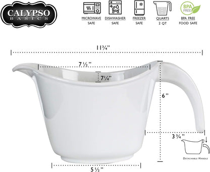 , Batter Bowl with Pour Spout, Non-Slip Base, Erogonomic Space Saving Detachable Handle, 2 QT Heavy Duty Bpa-Free Microwave & Dishwasher Safe, White8