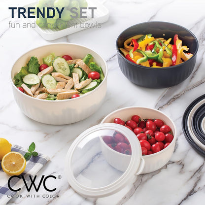 Prep Bowls with Lids- Wide and Deep Nesting Plastic Small Mixing Bowl Set with Lids, 12 Piece Set - Wide Bowls, Speckled Black2