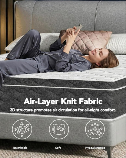 Queen Size Mattress 12 Inch with Memory Foam | Medium Firm Hybrid Mattress, Certipur-Us Certified Mattress in a Box Pressure Relief Removable Cover No Fiberglass7