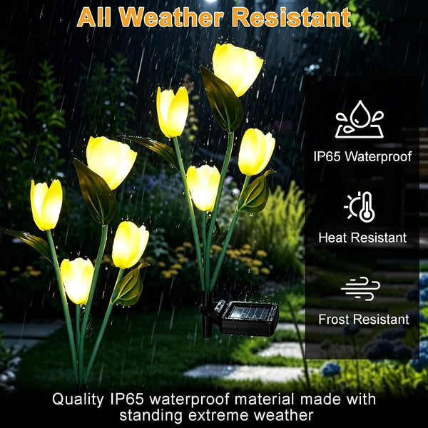 Solar Tulip LED Lights Outdoor 2 Pack 8 Silk Tulip Flowers2