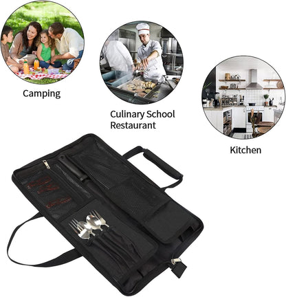 Chef’S Knife Roll Bag, Heavy Duty Oxford Chef Knife Bag, Portable 13 Slots Chef Knife Case, Multi-Function Cutlery Knives Pouch Holder Knife Wrap Wallet Tool Roll6