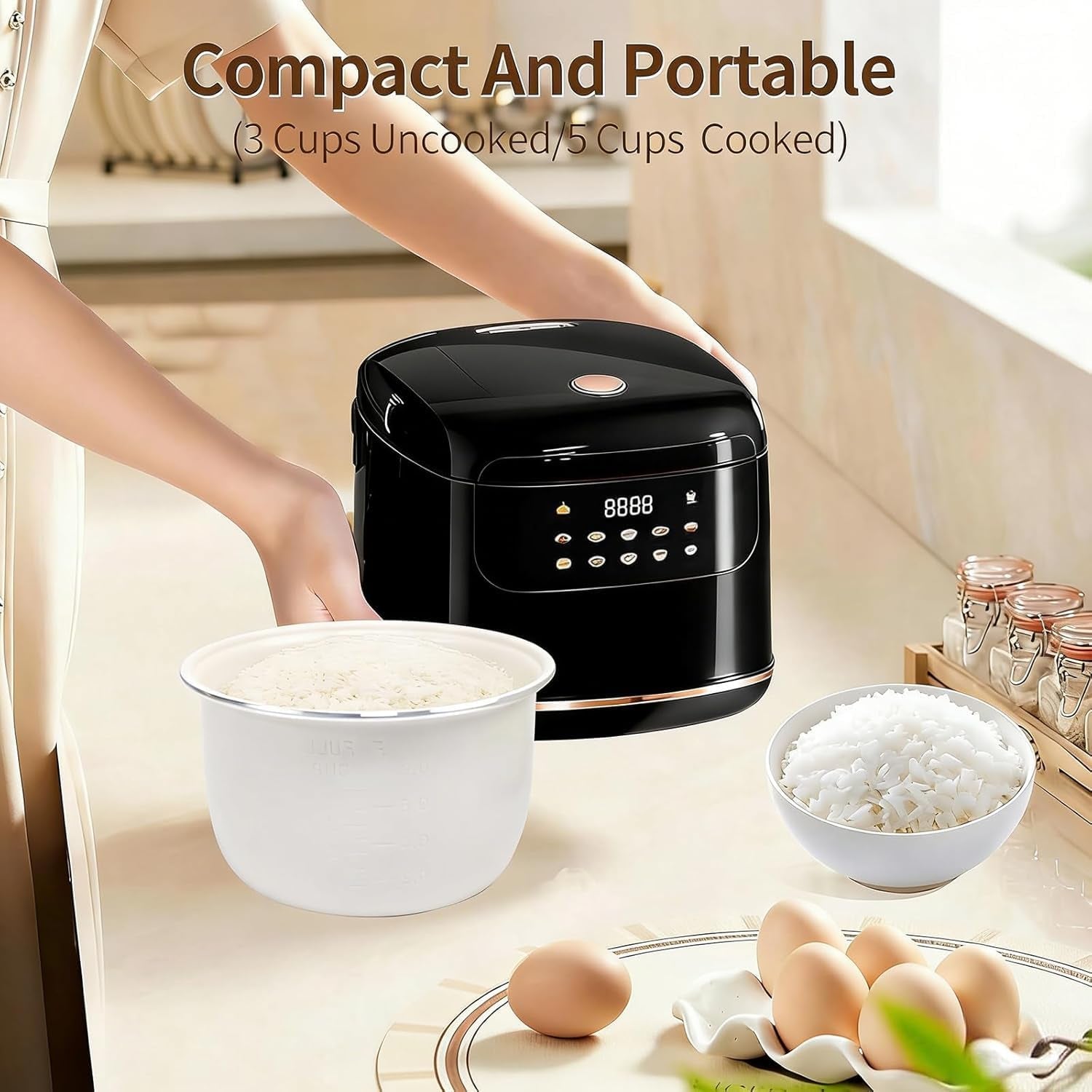 small-stainless-steel-low-carb-rice-cooker-2l-6-cups-cooked-3-cups-uncooked-400w-non-stick-ceramic-rice-maker-24-hours-timer-delay-10-functions-fast-cooker-auto-keep-warm-black