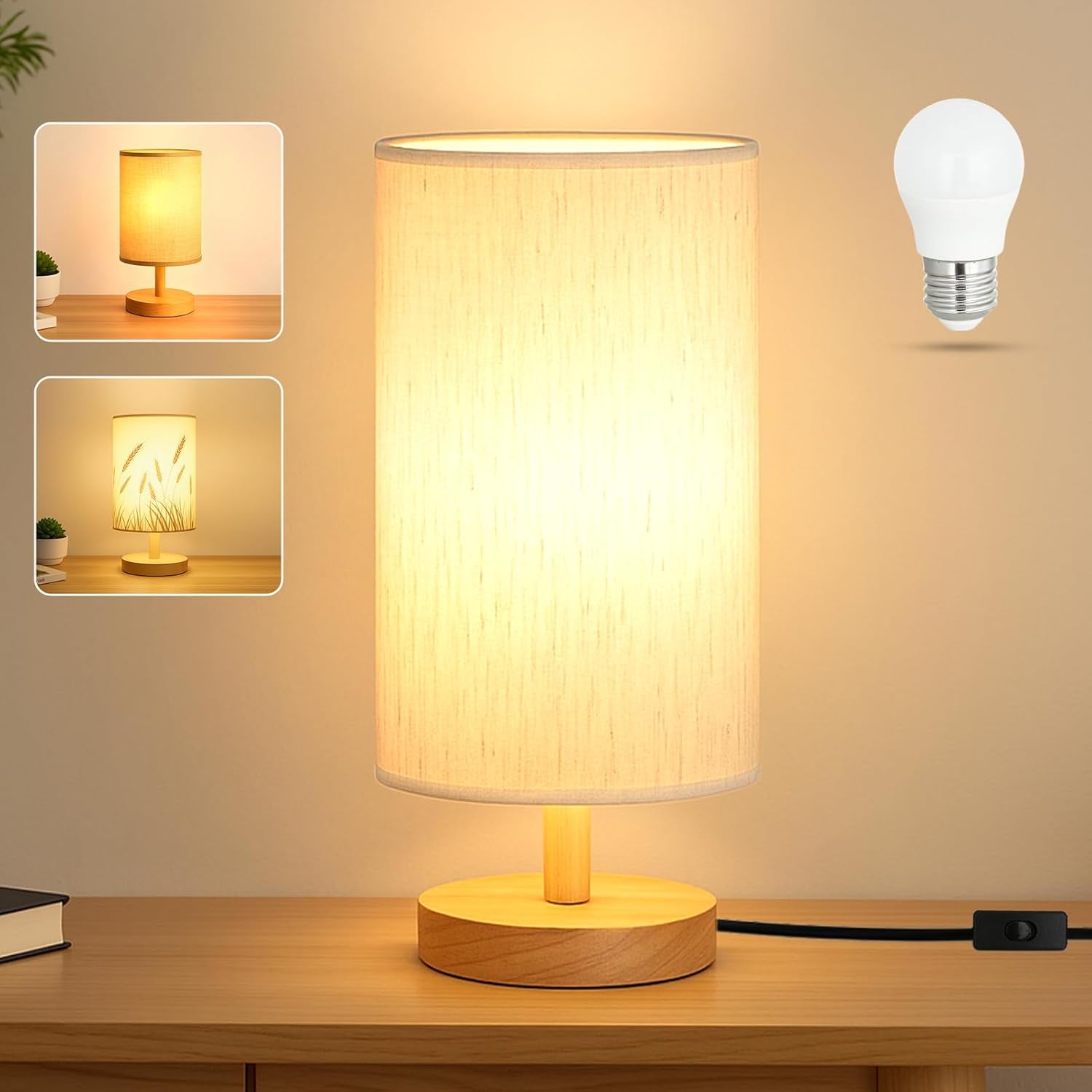 desk-lamp-led-bulb-included-small-bedside-table-lamp-plug-in-classic-wood-base-with-flaxen-fabric-shade-lamps-for-night-stands-simple-nightstand-light-for-bedroom-office-desk