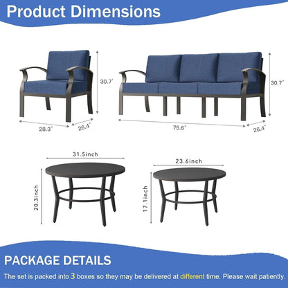 Aluminum Outdoor Patio Furniture Set with 5.1'' Thick Cushions4