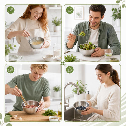 12 Pcs 25Oz(700Ml) 304 Stainless Steel Mixing Bowls with Graduation, Flat Bottom Metal Serving Salad Bowl, Nesting Prep Bowls Bulk, for Baking, Cooking, Soups, Ice Cream, Noodles5