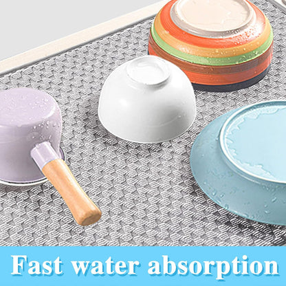 2 Pack Microfiber Dish Drying Mat,24*17 Inch Absorbent Dish Drainer Kitchen Counter,Large Size Dish Drying Pad for Countertops,Sinks,Draining Racks(Gray)4