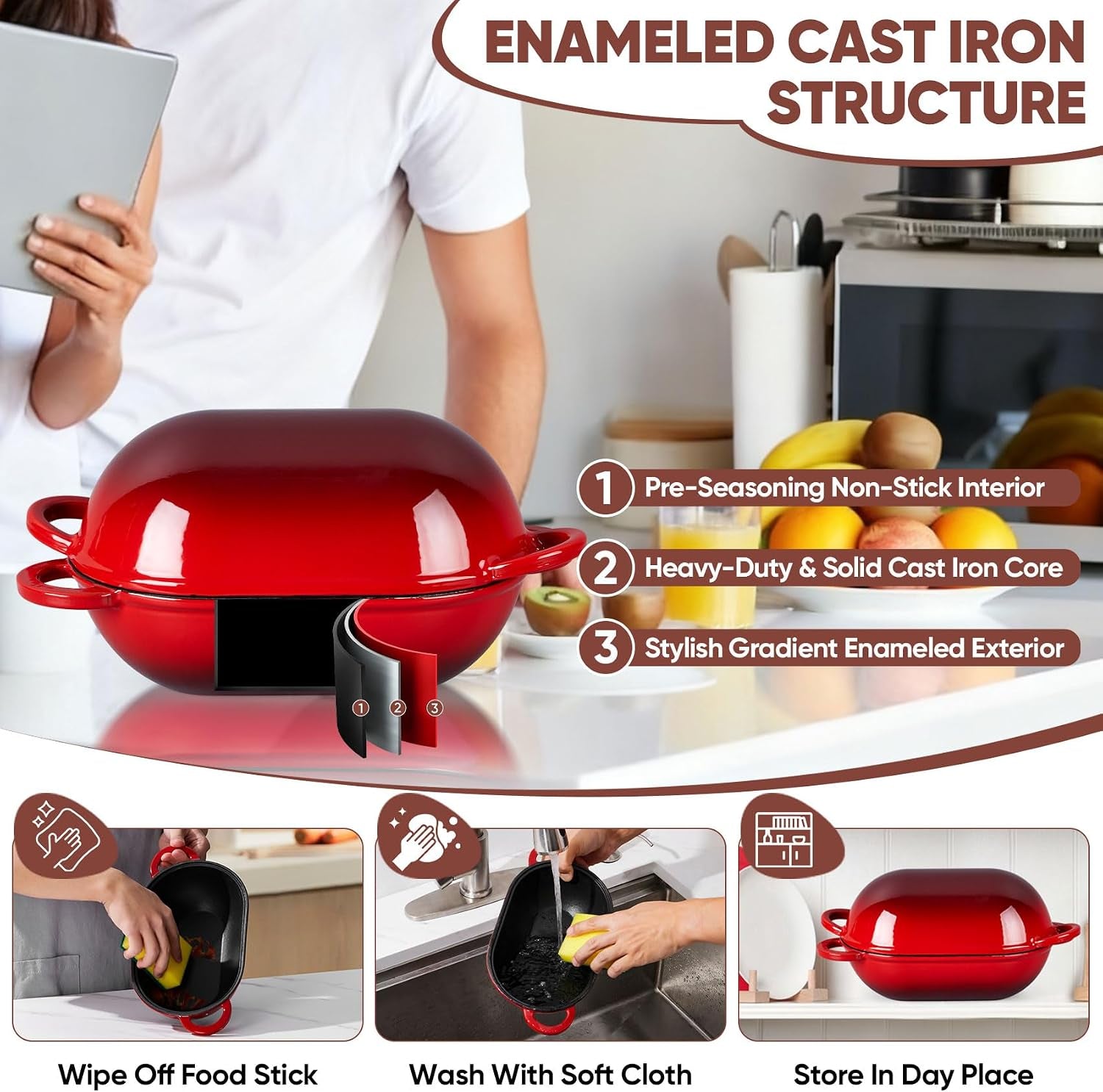 enameled-cast-iron-bread-loaf-pan-2-qt-oval-dutch-oven-with-lid-for-sourdough-bread-baking-enameled-meatloaf-loaf-baking-pan-with-lid-even-heat-distribution-self-basting-red