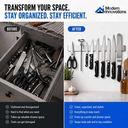 16 Inch Stainless Steel Magnetic Knife Bar with Multi-Purpose Functionality as a Knife Holder, Knife Strip, Magnetic Tool Organizer, Art Supply Organizer & Home Organizer3