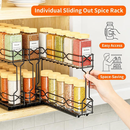 Pull Out Spice Rack Organizer for Cabinet,2.1 Wx10.5 Dx8 H,3 Pack4