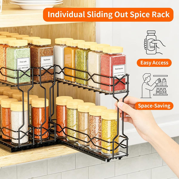 Pull Out Spice Rack Organizer for Cabinet,2.1 Wx10.5 Dx8 H,3 Pack4