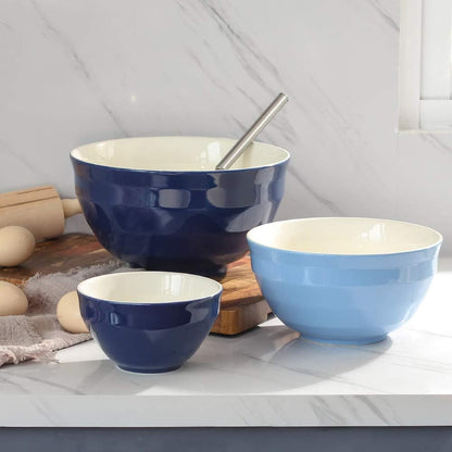 Mixing Bowls, 4.25/2/0.5 Qt Ceramic Mixing Bowls for Kitchen, Large Salad Serving Bowls, Nesting Mixing Bowls Set, Microwave Safe, Blue7