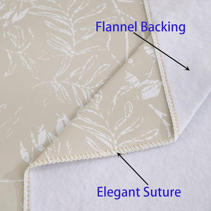 Heavy Duty Vinyl Tablecloth with Flannel Backing Waterproof Oil-Proof Plastic Table Cloth Stain-Resistant Wipeable Rectangle or Square Table Cover for Indoor and Outdoor (Beige Leaf,54X54 Inch)4