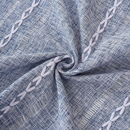 Blue Farmhouse Striped Oval Tablecloth, 55×70 Inch Linen Style Table Cloth6