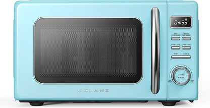 GLCMKZ07BER07 Retro Countertop Microwave Oven with Auto Cook & Reheat, Defrost, Quick Start Functions, Easy Clean with Glass Turntable, Pull Handle.7 Cu Ft, Blue & Keurig K-Mini2