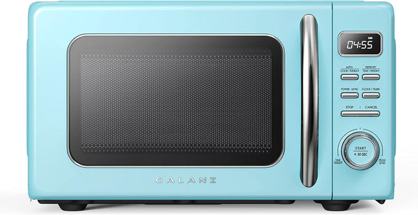GLCMKZ07BER07 Retro Countertop Microwave Oven with Auto Cook & Reheat, Defrost, Quick Start Functions, Easy Clean with Glass Turntable, Pull Handle.7 Cu Ft, Blue & Keurig K-Mini2