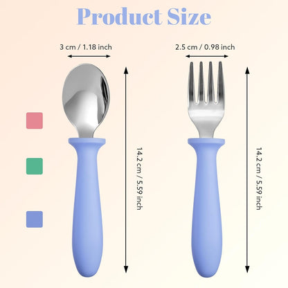 Toddler Utensils Set, 6-Piece Kids Fork and Spoon Set | 18/8 Stainless Steel with Plastic Handles, Rounded Edges, Toddler-Size, Dishwasher Safe2