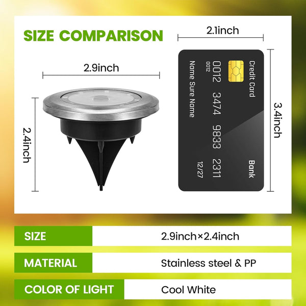 Mini Solar Ground Lights, 12 Pack Solar Powered Pathway Lights, Waterproof Outdoor Light for Garden, Driveway, Walkway, Backyard, Patio (Cool White)4