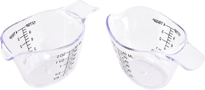 2 Pack Small Measuring Cups, 2Oz/60Ml Mini Measuring Cup with Tsp/Tbsp/Oz/Ml Markings, Clear Easy-Read Scale for Kitchen, Resin, DIY, Beauty Mixing (2)1