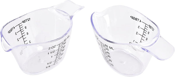 2 Pack Small Measuring Cups, 2Oz/60Ml Mini Measuring Cup with Tsp/Tbsp/Oz/Ml Markings, Clear Easy-Read Scale for Kitchen, Resin, DIY, Beauty Mixing (2)1