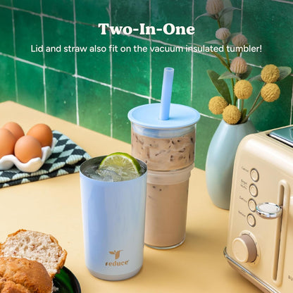 Aspen - 20Oz Vacuum Insulated Glass Tumbler - Extra Wide Straw & Lid | Keeps Drinks Cold for 12 Hours, Ideal for Iced Coffee, Smoothies & Boba, Dishwasher Safe, Soft Base4