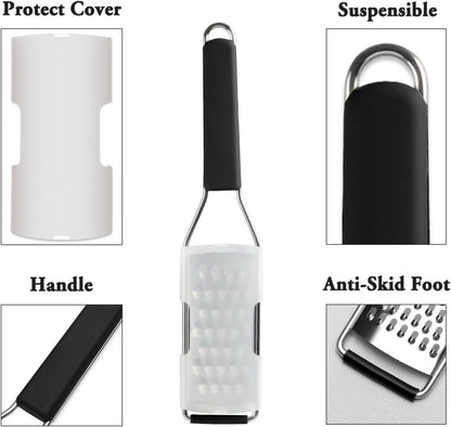 Cheese Grater Vegetable Shredder & Citrus Zester Lemon Zester for Parmesan Cheese, Vegetables, Zucchini, Nutmeg, Chocolate, Lemons, Hand Held Shredder Graters Stainless Steel Extra Coarse Blade3