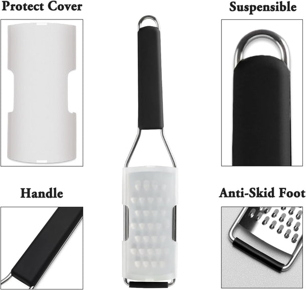 Cheese Grater Vegetable Shredder & Citrus Zester Lemon Zester for Parmesan Cheese, Vegetables, Zucchini, Nutmeg, Chocolate, Lemons, Hand Held Shredder Graters Stainless Steel Extra Coarse Blade3
